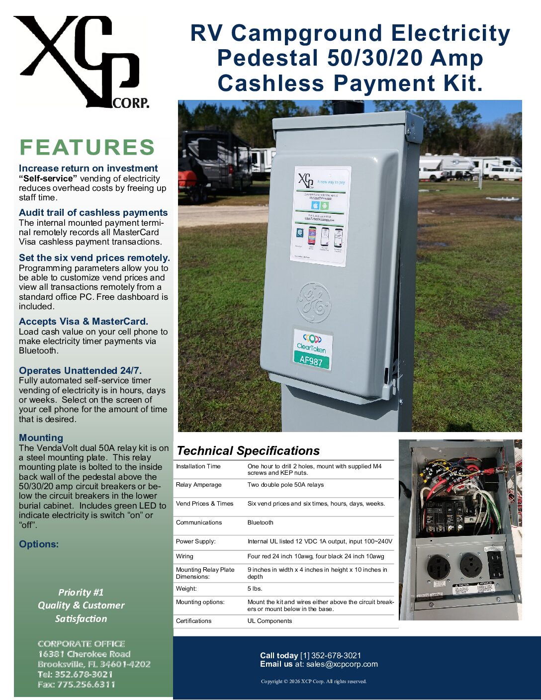 Model 300 RV Electricity Cashless Payment Station Pedestal Kit. Payment From Cell Phone Via Bluetooth For Hour, Day Or Weekly Timer Mode. Designed And Manufactured For; RV 50A/30A/20A Electricity Pedestal Vending .0575 - Image 7